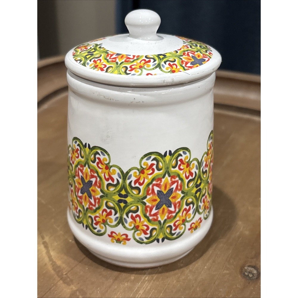 Vintage Per Alimenti 5" Decorative Ceramic Jar Canister w/Lid Made‎ in Italy